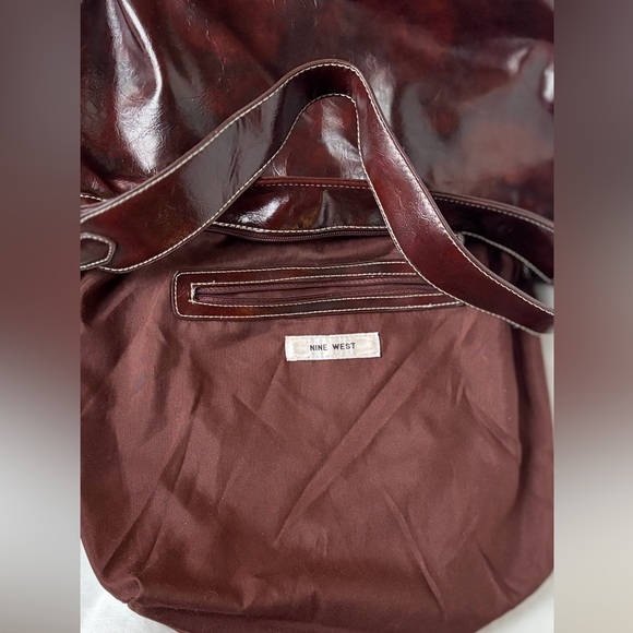 Vintage Nine West Glossy Pleated Hobo Bag - Picture 8 of 9